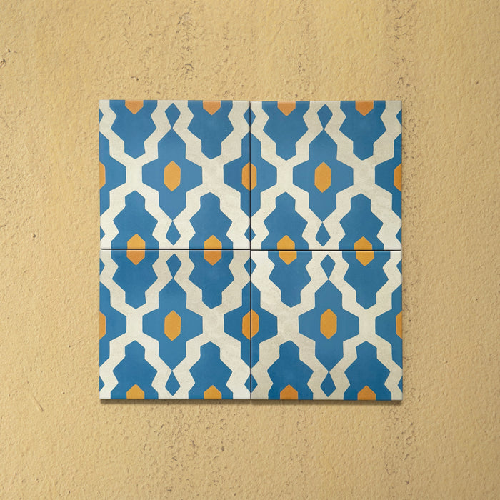 Cabana Zafini Mustard Azure | Moroccan Style | 20cm x 20cm