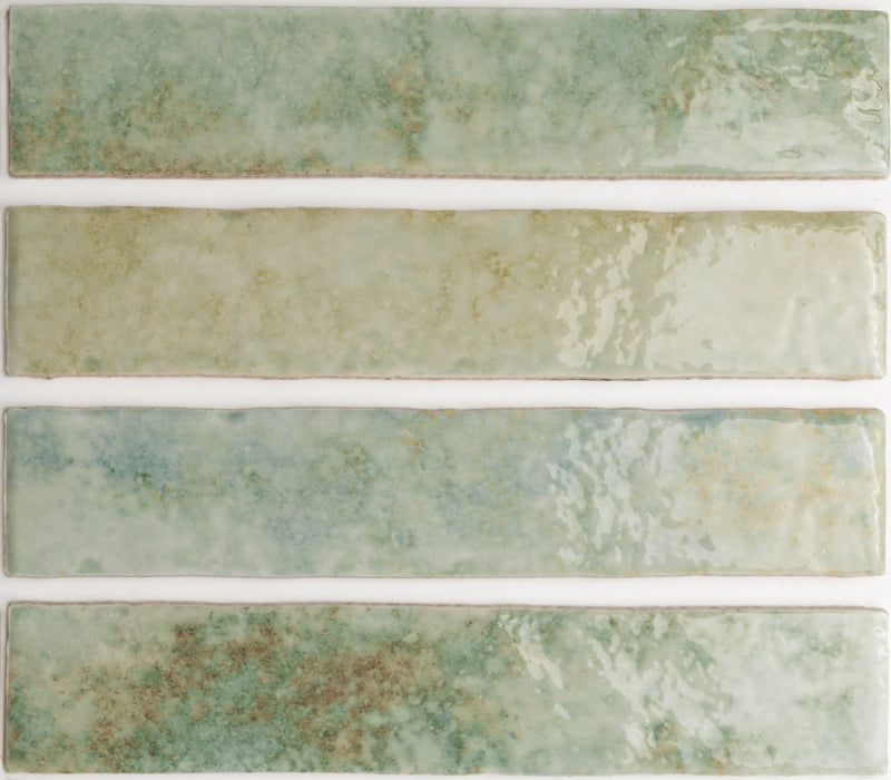 Elazar Brick Tile | Agave Green | Wall Tile | 5cm x 25cm | FULL TILE SAMPLE