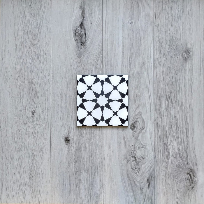 Agraba Moroccan Tile | Black & White Tiles | 20cm x 20cm | Wall & Floor