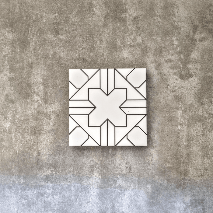 Alhambra Palacio Moroccan Tiles | Black & White | 20cm x 20cm | Wall & Floor Tiles