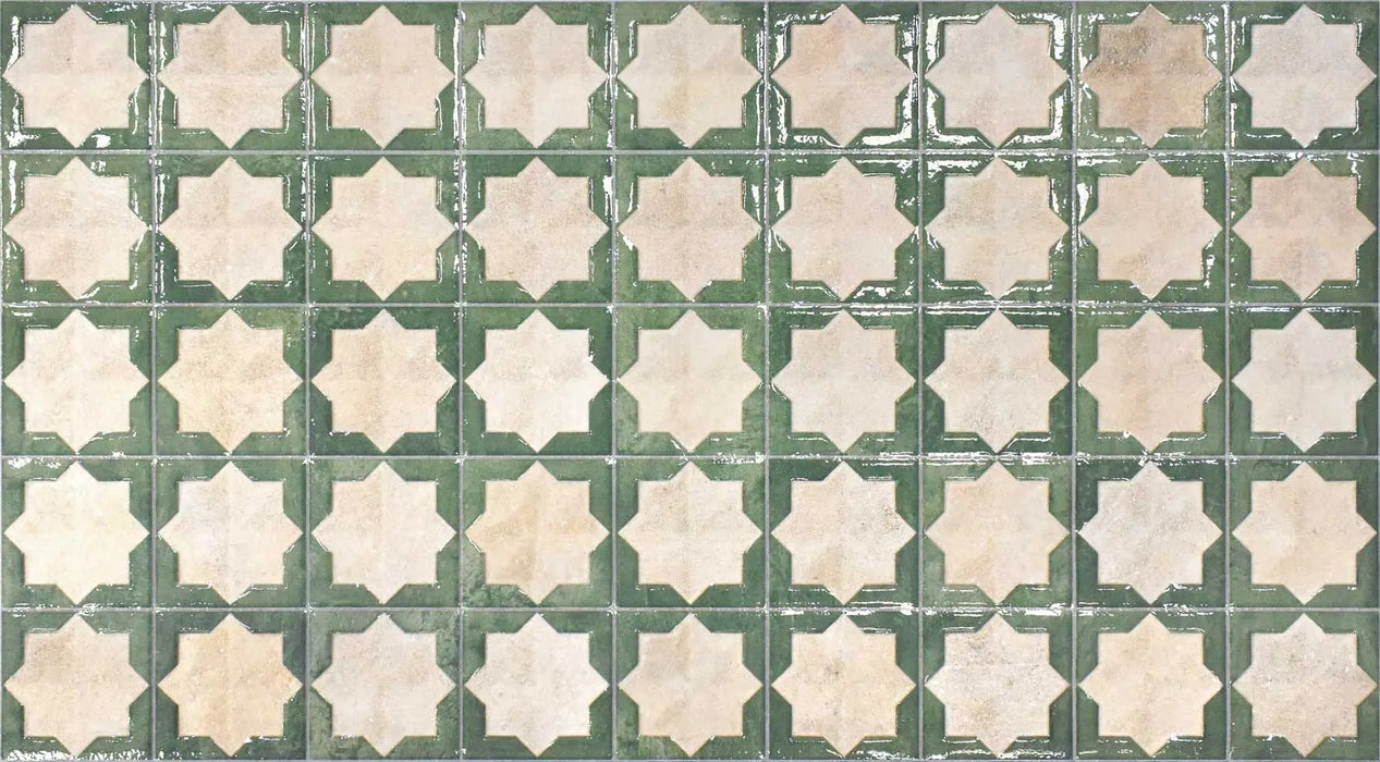 CUT TILE SAMPLE Zeina Moroccan Emerald Green 31 x 56cm Wall Tiles