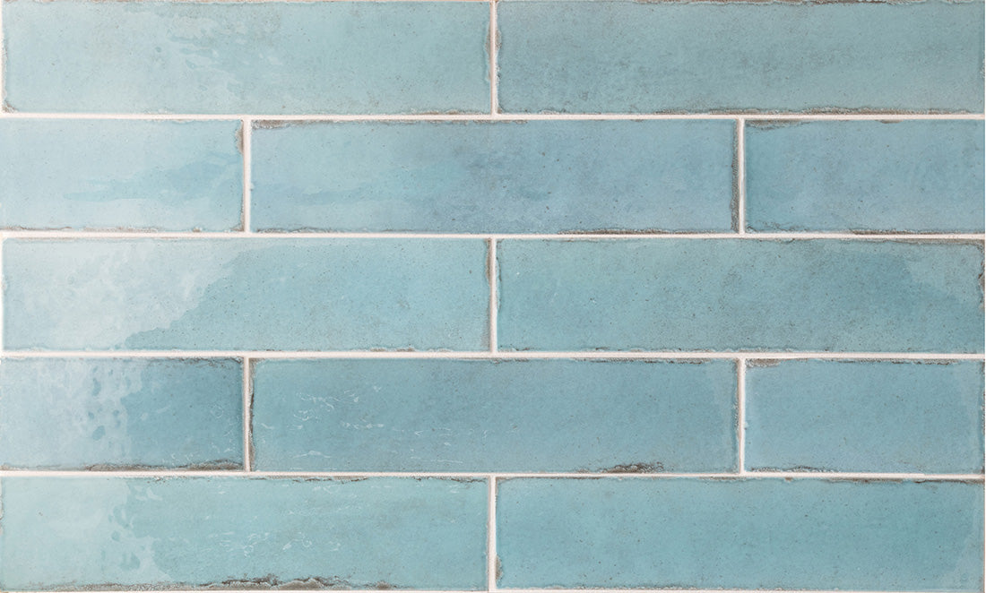 FULL TILE SAMPLE Madison Aquamarine Brick Wall Tiles | 6cm x 24.6cm
