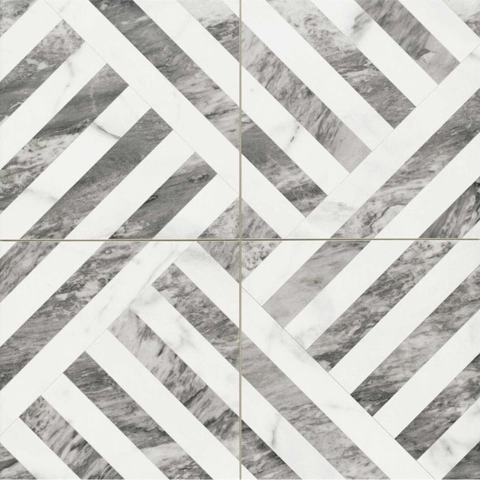 Decaprio Silver Grey Marble Patterned Porcelain Wall Floor Tiles 44cm x 44cm