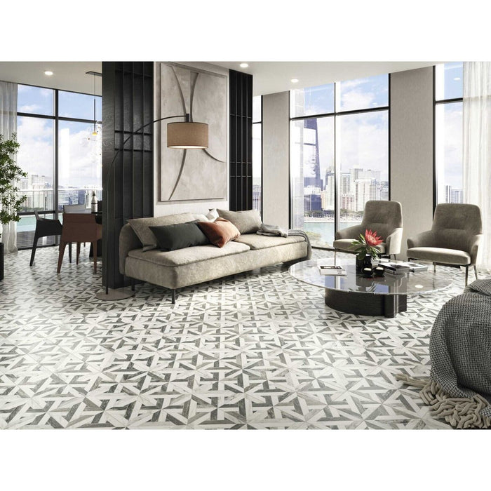 Decaprio Manhattan Marble Patterned Porcelain Wall Floor Tiles 44cm x 44cm