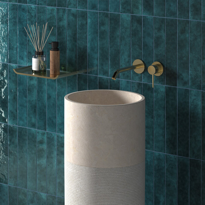 Malaga Amun Blue Brick | Gloss | Wall Tile | 6.5cm x 32.8cm