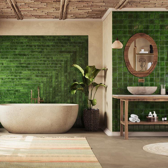 Malaga Tourmaline Green Square | Gloss | Wall Tile | 10cm x 10cm