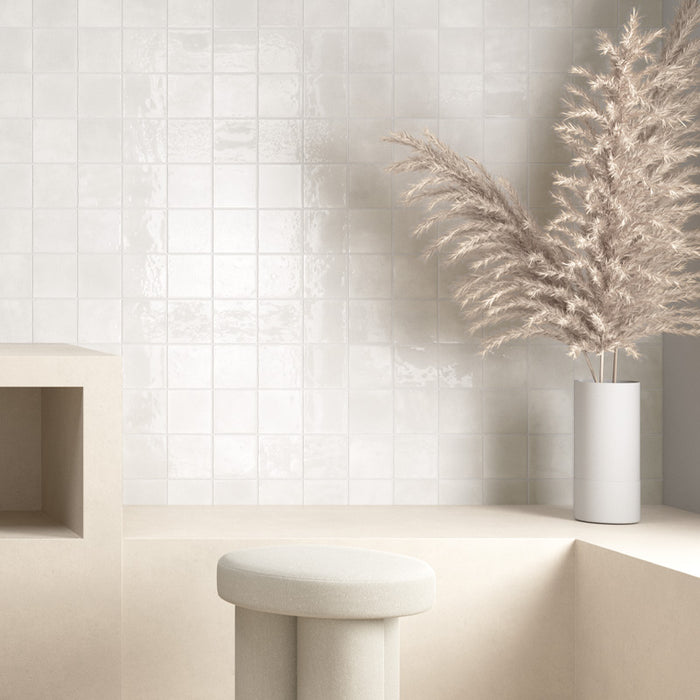 Malaga White Sand Square | Gloss | Wall Tile | 10cm x 10cm