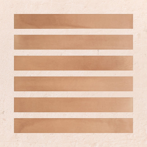 Maldives Clay 5x40 porcelain tiles in a warm clay tone, showing natural shade variation and matt surface detail.