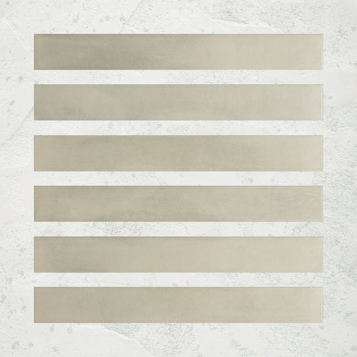 Maldives Jade 5x40 porcelain tiles in a warm Green tone, showing natural shade variation and matt surface detail.