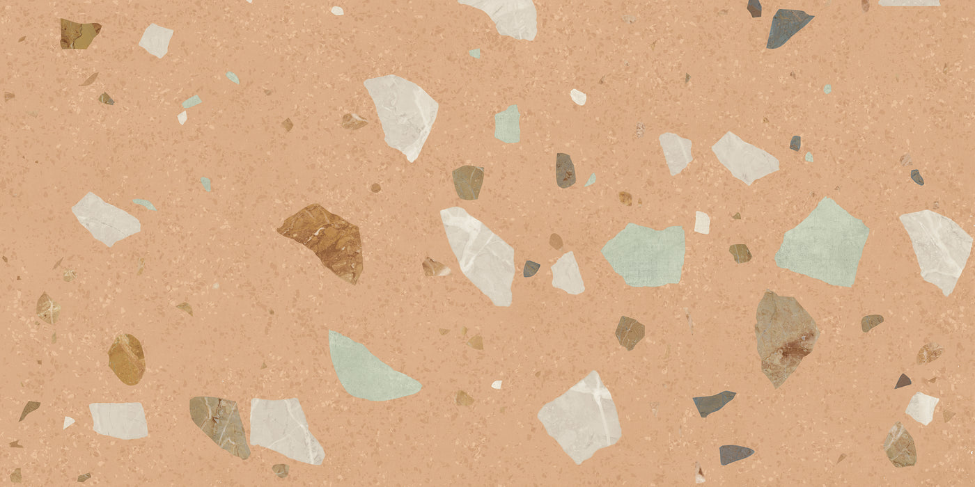 Fragmenta Terracotta Terrazzo Effect Porcelain Tiles 60cm x 120cm