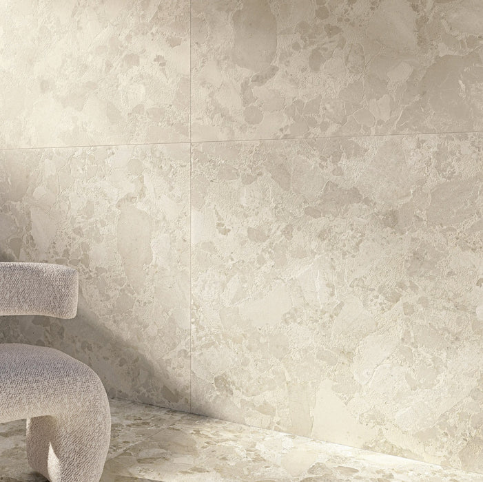 Essenza Crema Light 3D Terrazzo style Tiles 60cm x 120cm