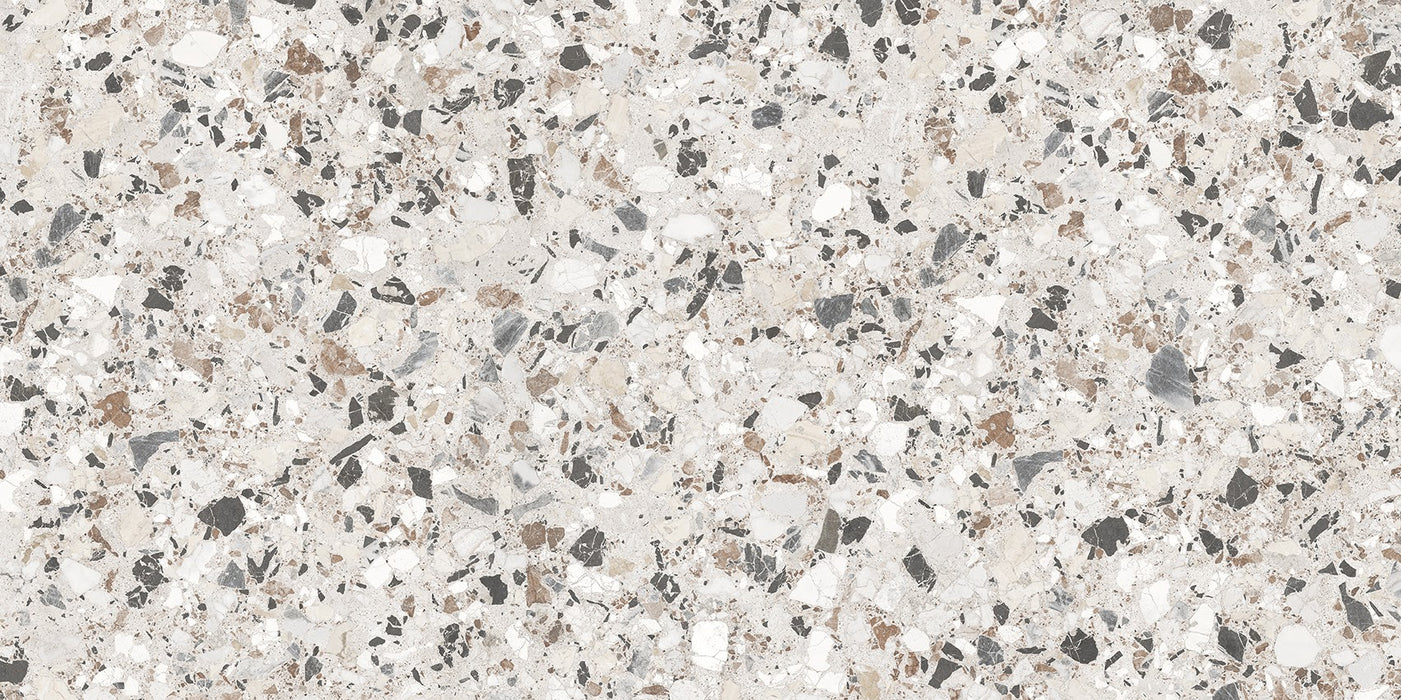 Vito Moonstone Classical Terrazzo Style 4d Brushed Finish Tiles 60cm x 120cm