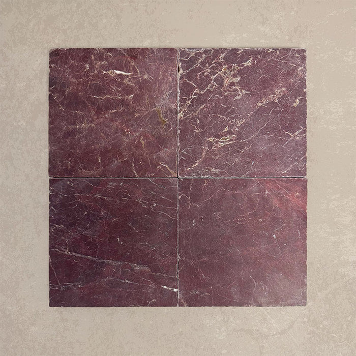 Fitzrovia Tumbled Claret Red Marble Tile | 15cm x 15cm