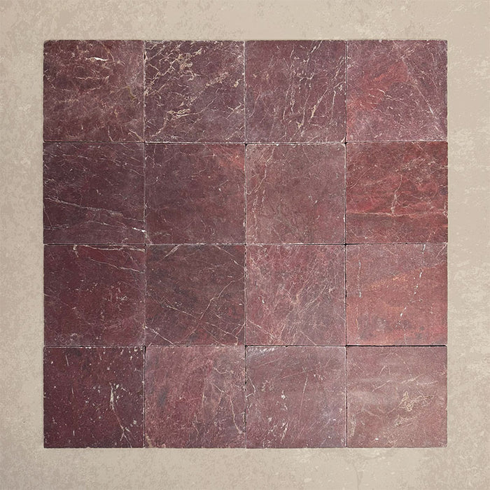 Fitzrovia Tumbled Claret Red Marble Tile | 15cm x 15cm