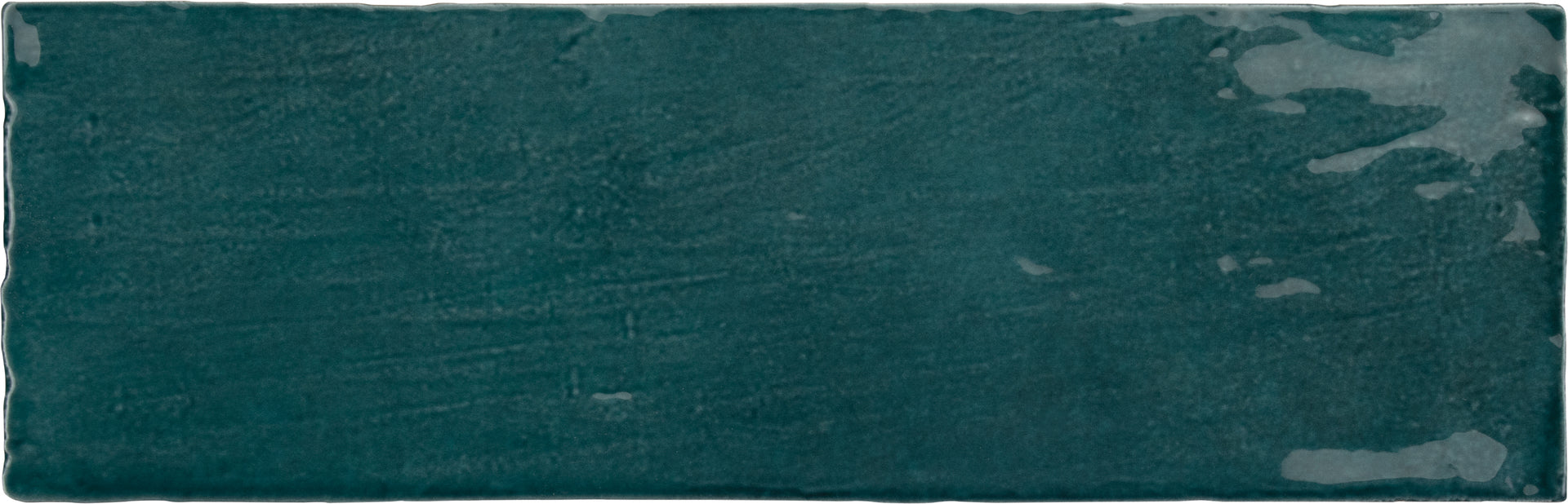 Zellij Brick Tile | Peacock Green | Moroccan Handmade Style Tile | 6.5cm x 20cm