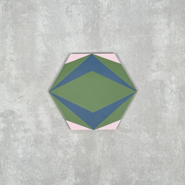 Babylon Hexagon Green and Pink 18.7cm x 21.6cm