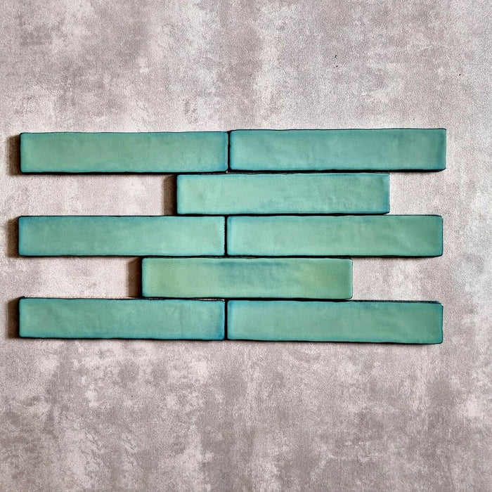 Lustre Lava Green Brick Wall Tiles 5cm x 25cm