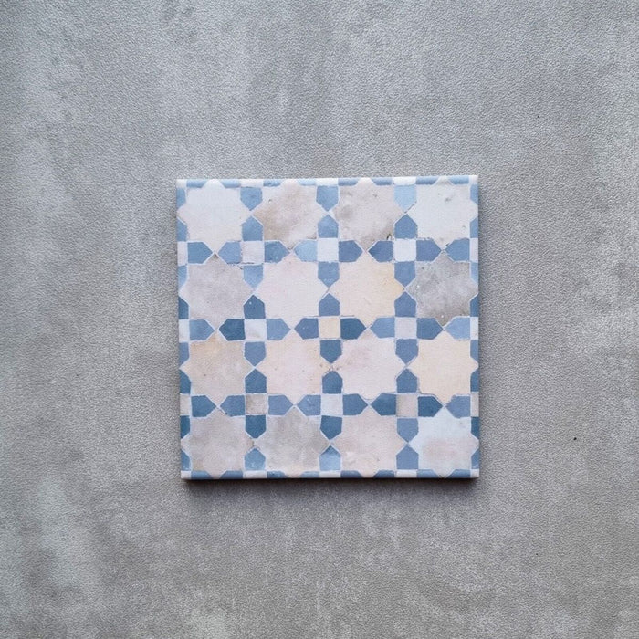 Bedouin  Mequinez Blue Mini Moroccan Porcelain Wall Floor Tile 15cm x 15cm