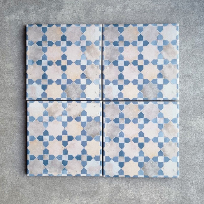 Bedouin  Mequinez Blue Mini Moroccan Porcelain Wall Floor Tile 15cm x 15cm