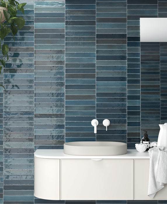 Belem Blue| Porcelain | Artisanal Wall Tiles | 5cm x 30cm