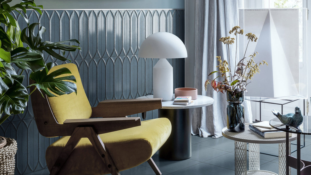 Kutani Decor Laguna Blue Porcelain Wall Tiles 9.1cm x 37.5cm