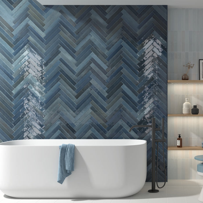 Belem Blue| Porcelain | Artisanal Wall Tiles | 5cm x 30cm