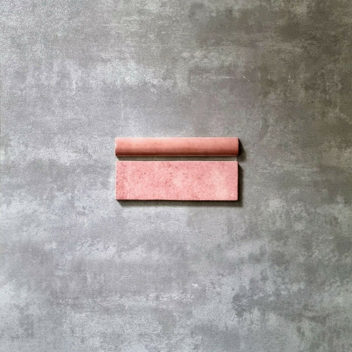 Zellij Bullnose Rose Pink Pencil Border Tiles 3cm x 20cm FULL PENCIL SAMPLE