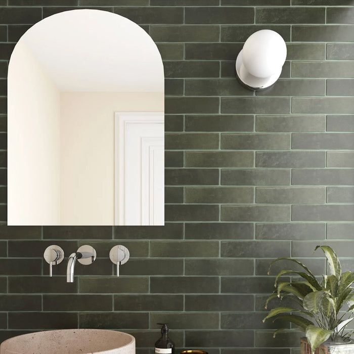 Shoreditch Brick Khaki Green Matt Porcelain Wall Tiles & Floor Tiles 6cm x 24.6cm Fireplace Tiles FULL TILE SAMPLE