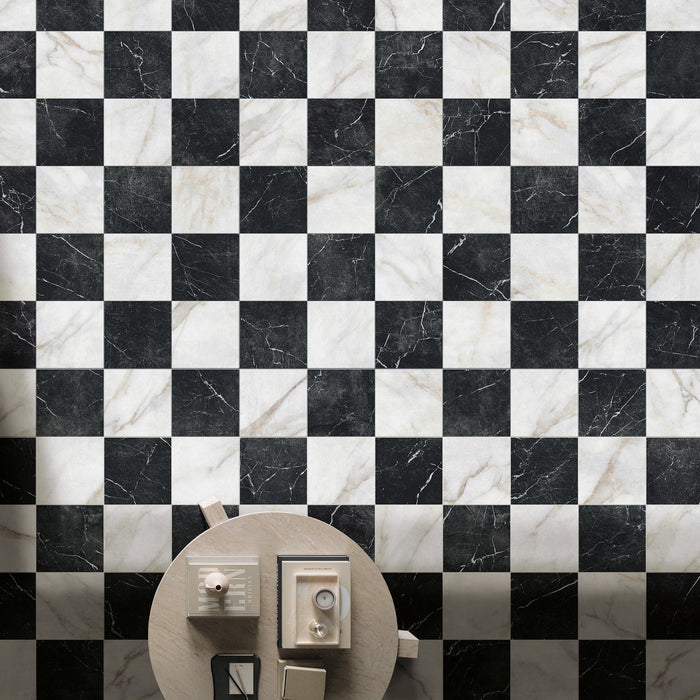 Haven Nero Classic Black Marble Style Chequerboard Tiles | 30cm x 30cm