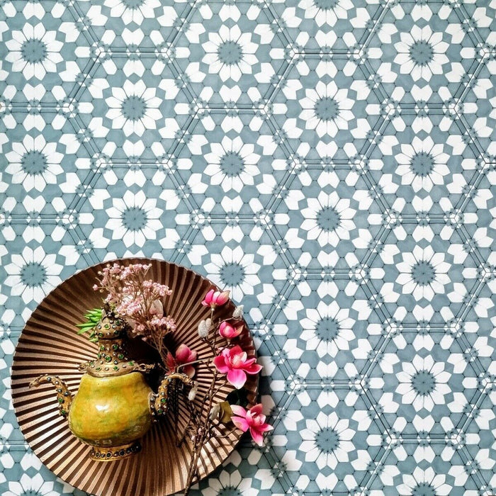 Maroush  Clay Blue Hexagon 18.7cm x 21.6cm FULL TILE SAMPLE