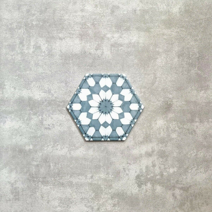 Maroush Clay Blue Hexagon 18.7cm x 21.6cm