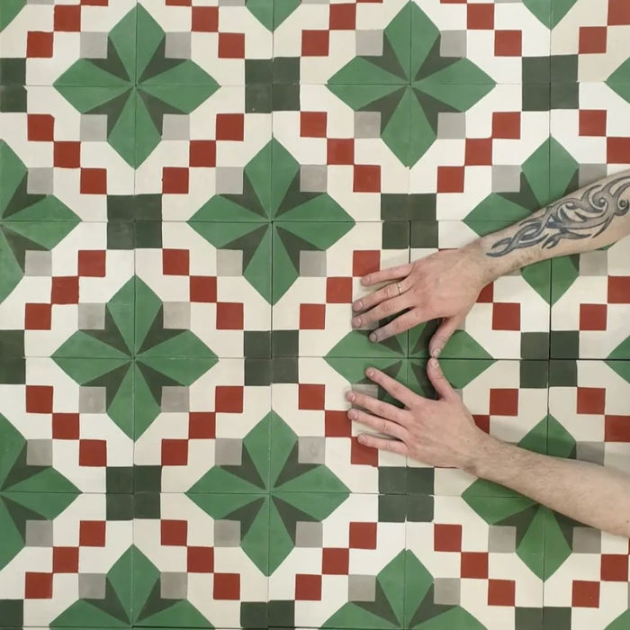 FULL TILE SAMPLE Geometry Green Clover | 20cm x 20cm | Wall & Floor Tile