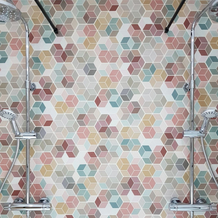 Candy Hexagon Tile | Multicoloured | Patchwork Tiles | Hexagon | 17cm x 15cm