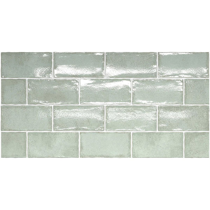 Lille Rustic Matcha Green Rustic Gloss Wall Tiles 7.5 X 15cm