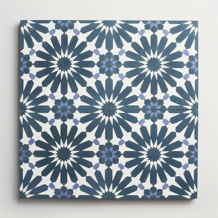 Fizaan Federal Blue Moroccan Pattern Tile 20cm x 20cm