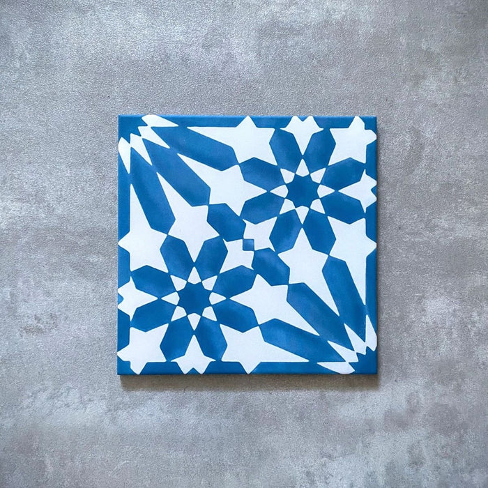 Fizaan Azure Blue Moroccan Tiles 20cm x 20cm