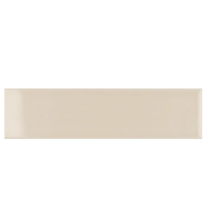 Rippled Brick Base Tile | Beige | Gloss | 5cm x 20cm