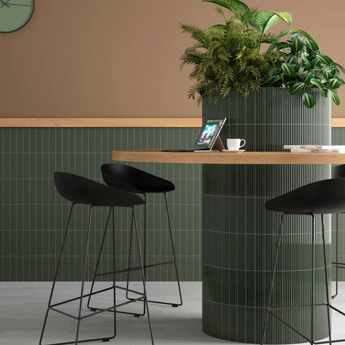 Rippled Brick 3D DECOR Tile | Laurel Green | Gloss | 5cm x 20cm FULL TILE SAMPLE