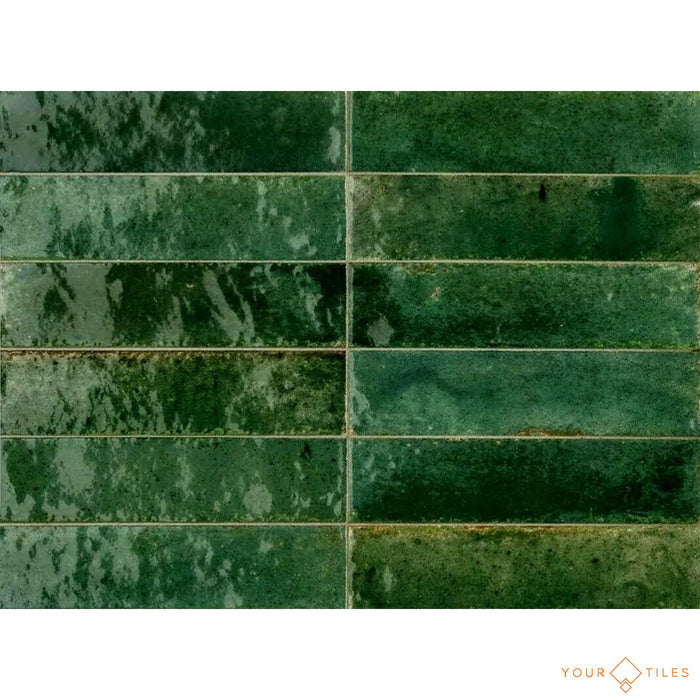 Mizu Tiles | Green Tiles | Wall & Floor Tiles | 6cm x 24cm | Porcelain  FULL TILE SAMPLE