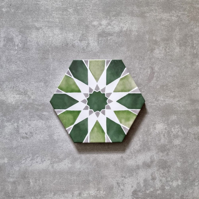 Hawaii Green Hexagon 18.7cm x 21.6cm  FULL TILE SAMPLE