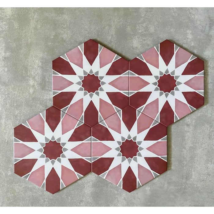 Hawaii Rouge Hexagon Pattern Tile 18.7cm x 21.6cm