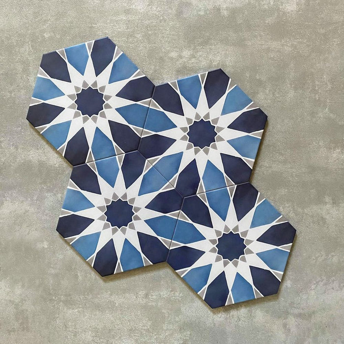 Hawaii Blue Hexagon Pattern Tile 18.7cm x 21.6cm