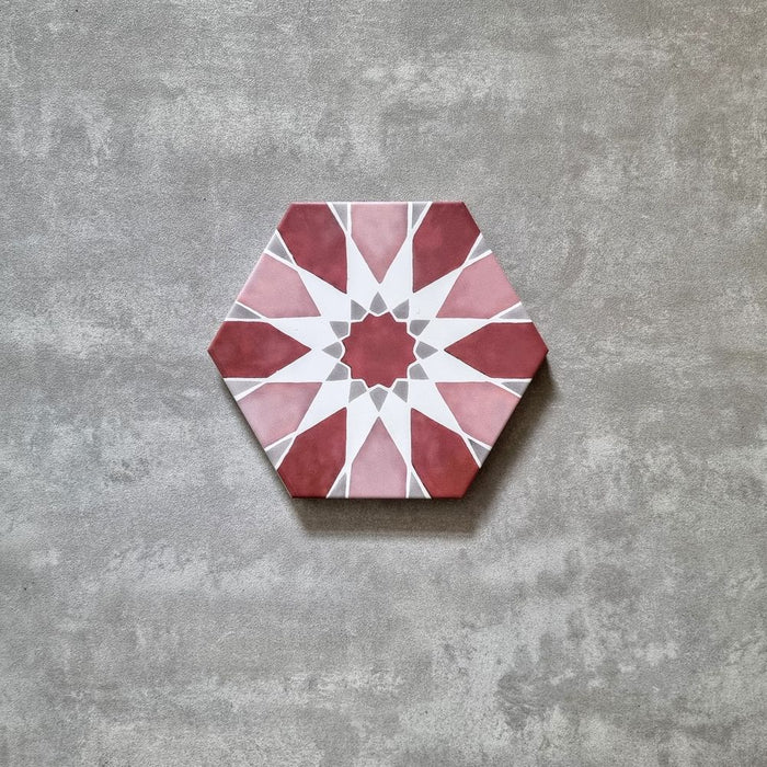 Hawaii Rouge Hexagon Pattern Tile 18.7cm x 21.6cm