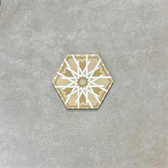 FULL TILE SAMPLE Mareshan Vintage Gold Pattern Hexagon