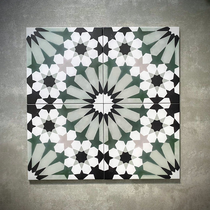 Fizaan Orchid Green Moroccan Pattern Tile 20cm x 20cm