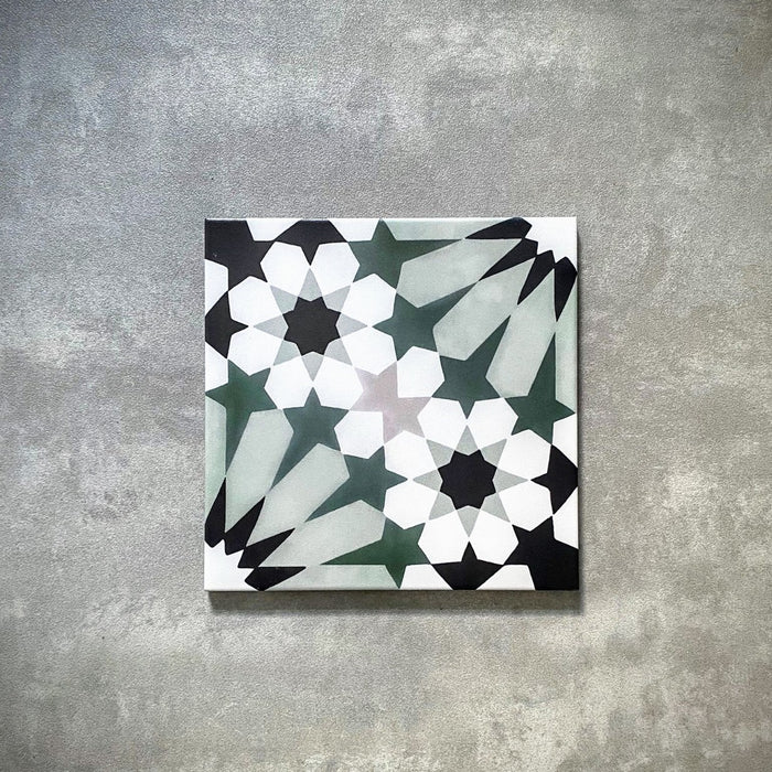 Fizaan Orchid Green Moroccan Pattern Tile 20cm x 20cm