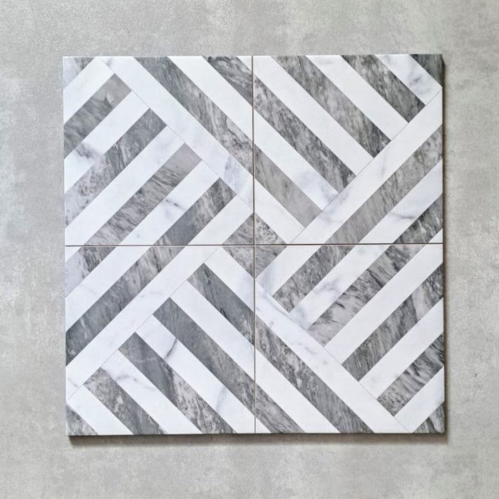 Decaprio Silver Grey Marble Patterned Porcelain Wall Floor Tiles 44cm x 44cm