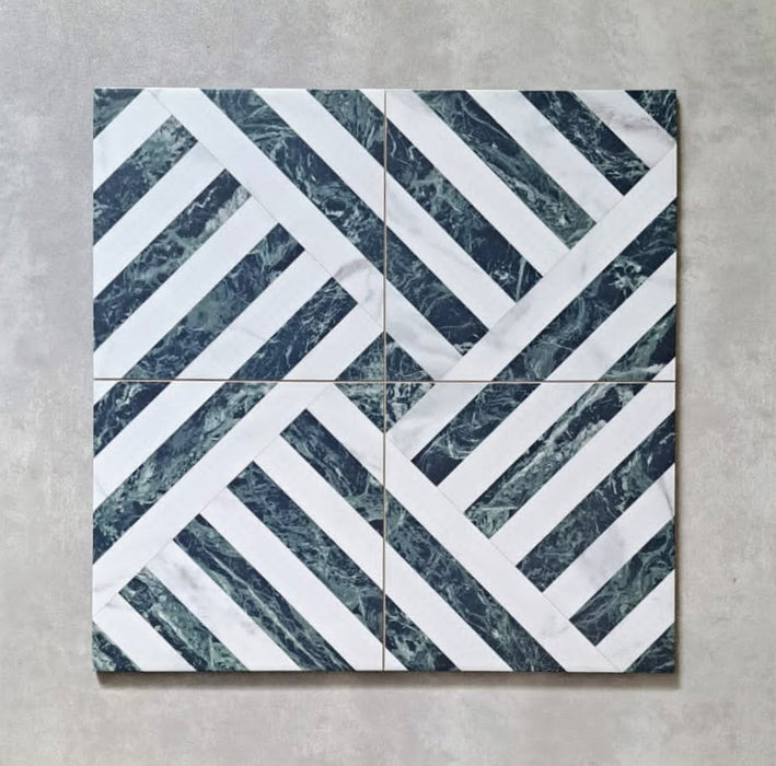 Decaprio Emerald Green Marble Patterned Porcelain Wall Floor Tiles 44cm x 44cm CUT TILE SAMPLE