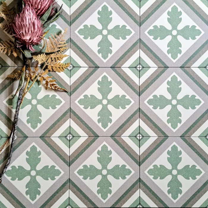 Savoy Victorian Tropez Green Porcelain Wall & Floor Tile 25cm x 25cm