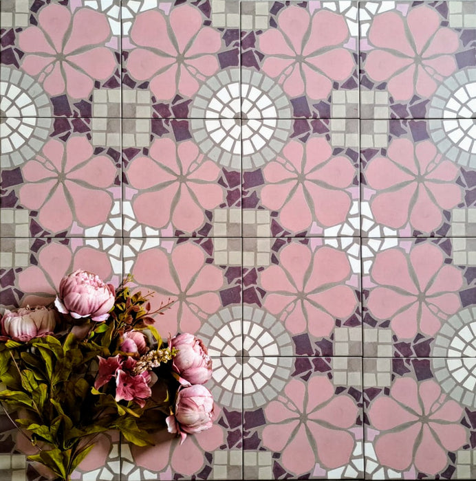 Bloom Tiles | Rose Pink | Moroccan Tiles | 20cm x 20cm